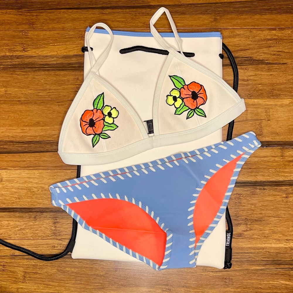 Triangl Blue Bikini Set with Flowers!